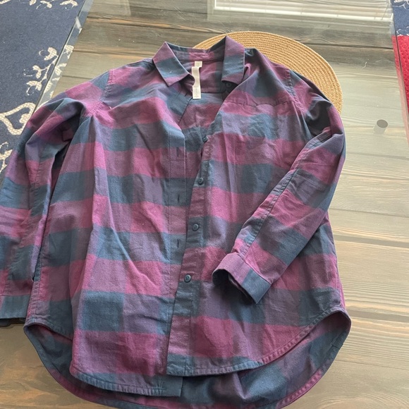 lululemon athletica Tops - lululemon athletica Women's Plaid Button Down Shirt - Blue and Purple